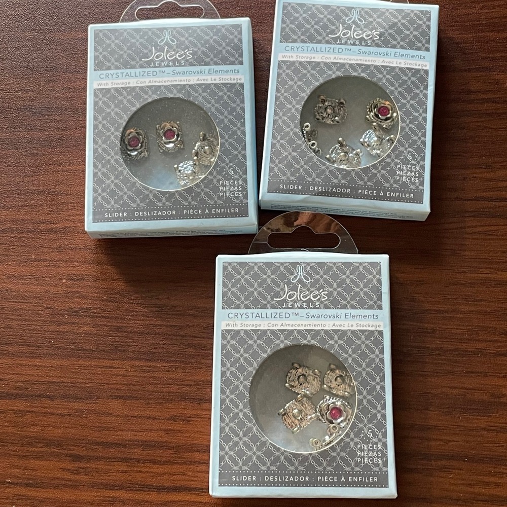 Jolees Jewels Crystallized Swarovski lot new 15‎ pcs silver rose fuchsia sliders